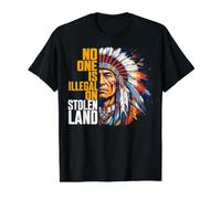 Indigenous Peoples' Day No One is Illegal on Stolen Land Camiseta gráfica económica, Hombre, Negro, L