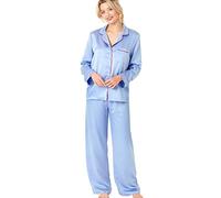 Indigo Sky Womens Astara Full Length Satin Pyjama with Contrast Piping Juego de Pijama, Azul Vaquero, 14-16 para Mujer