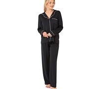Indigo Sky Womens Astara Full Length Satin Pyjama with Contrast Piping Juego de Pijama, Negro ónix, 50-52 para Mujer
