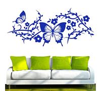 INDIGOS 4051095675600 Pared Adhesivo/Pared - D171 Impresionante Flores Mariposa Planta Enredadera Tribal, Vinilo, Azul, 40 x 17 x 1 cm