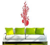 INDIGOS 4051095709206 Pared Adhesivo/Pared - D208 Precioso Flores Matorrales Flores Planta Tribal, Vinilo, Rojo, 160 x 53 x 1 cm