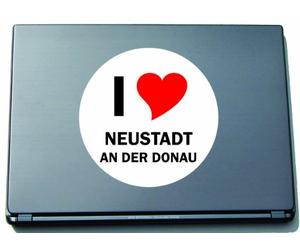 INDIGOS Amo la Etiqueta engomada Etiqueta engomada del Ordenador portátil Laptop Skin 210 mm con Nombre de la Ciudad de Neustadt an Der Donau