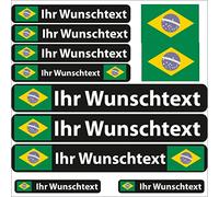 INDIGOS UG® - Adhesivo con Nombre - Bandera Lisa Brasil - 13 Pegatinas de Banderas - Pegatinas con Nombres y Texto Deseado - Bicicleta - Coche - Moto - Personalizadas