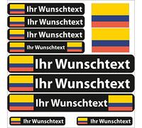 INDIGOS UG® - Adhesivo con Nombre - Bandera Lisa Colombia - 13 Pegatinas de Banderas - Pegatinas con Nombres y Texto Deseado - Bicicleta - Coche - Moto - Personalizadas
