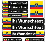 INDIGOS UG® - Adhesivo con Nombre - Bandera Lisa Ecuador - 13 Pegatinas de Banderas - Pegatinas con Nombres y Texto Deseado - Bicicleta - Coche - Moto - Personalizadas