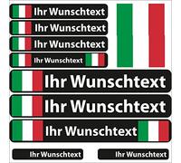 INDIGOS UG® - Adhesivo con Nombre - Bandera Lisa Italia - 13 Pegatinas de Banderas - Pegatinas con Nombres y Texto Deseado - Bicicleta - Coche - Moto - Personalizadas