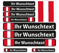 INDIGOS UG® - Adhesivo con Nombre - Bandera Lisa Perú - 13 Pegatinas de Banderas - Pegatinas con Nombres y Texto Deseado - Bicicleta - Coche - Moto - Personalizadas