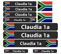 INDIGOS UG® - Adhesivo con Nombre - Bandera Lisa Sudáfrica - 13 Pegatinas de Banderas - Pegatinas con Nombres y Texto Deseado - Bicicleta - Coche - Moto - Personalizadas