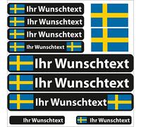 INDIGOS UG® - Adhesivo con Nombre - Bandera Lisa Suecia - 13 Pegatinas de Banderas - Pegatinas con Nombres y Texto Deseado - Bicicleta - Coche - Moto - Personalizadas