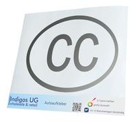 INDIGOS UG Adhesivo para coche, 200 x 145 mm, cuerpo consular CC, plateado, autoadhesivo para coche, ventana, autobús o camión