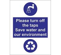 INDIGOS UG - Adhesivo - Seguridad - Advertencia - 5 - por favor apagar los grifos para ahorrar agua y nuestro medio ambiente señal de seguridad - autoadhesivo 150 mm x 100 mm - KP-335