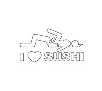 INDIGOS UG Adhesivos/Pegatinas para el Parachoques - JDM/Die Cut - Love Suhsi - 190x100 mm Blanco