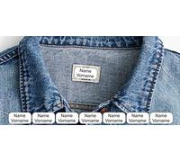INDIGOS UG® adhesivos textiles con nombre - 30 x 15 mm 90 piezas para etiquetas de lavandería - ropa escolar etiquetas de ropa impresión individual personalizada sin planchar en la costura