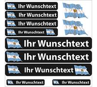 INDIGOS UG Etiqueta Adhesiva con el Nombre - Bandera ondeando - Argentina - 13 Pegatinas de Banderas - Pegatinas con Nombres y Texto Deseado - Bicicleta - Coche - Moto - Personalizadas