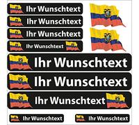 INDIGOS UG Etiqueta Adhesiva con el Nombre - Bandera ondeando - Ecuador - 13 Pegatinas de Banderas - Pegatinas con Nombres y Texto Deseado - Bicicleta - Coche - Moto - Personalizadas