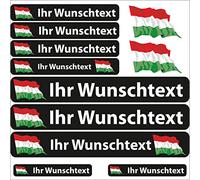 INDIGOS UG Etiqueta Adhesiva con el Nombre - Bandera ondeando - Hungría - 13 Pegatinas de Banderas - Pegatinas con Nombres y Texto Deseado - Bicicleta - Coche - Moto - Personalizadas