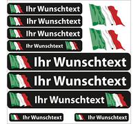 INDIGOS UG Etiqueta Adhesiva con el Nombre - Bandera ondeando - Italia - 13 Pegatinas de Banderas - Pegatinas con Nombres y Texto Deseado - Bicicleta - Coche - Moto - Personalizadas