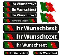 INDIGOS UG Etiqueta Adhesiva con el Nombre - Bandera ondeando - Portugal - 13 Pegatinas de Banderas - Pegatinas con Nombres y Texto Deseado - Bicicleta - Coche - Moto - Personalizadas