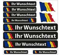 INDIGOS UG Etiqueta Adhesiva con el Nombre - Bandera ondeando - Rumania - 13 Pegatinas de Banderas - Pegatinas con Nombres y Texto Deseado - Bicicleta - Coche - Moto - Personalizadas