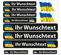 INDIGOS UG Etiqueta Adhesiva con el Nombre - Bandera ondeando - Ucrania - 13 Pegatinas de Banderas - Pegatinas con Nombres y Texto Deseado - Bicicleta - Coche - Moto - Personalizadas