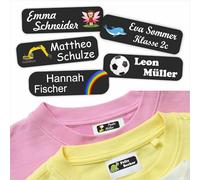 INDIGOS UG® Etiqueta de nombre etiqueta de lavandería negro Spezial - 35 x 10 mm - 60 pegatinas para ropa, niños, escuela, jardín de infantes, etiquetas de lavandería impresas