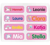 INDIGOS UG® Etiquetas engomadas del nombre Spezial - 35-105 piezas - 35x10mm - unicornio - rosa - Etiquetas para ropa - niños, escuela y jardín de infantes - bolígrafos, estuches de lápices