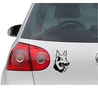 INDIGOS UG Pegatina Coche - Sticker - Auto - JDM - Die Cut - German Shepherd Head - Dog - Vinyl Decal Sticker - Negro - 101mm x 139mm