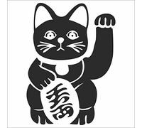 INDIGOS UG Pegatina Coche - Sticker - Auto - JDM - Die Cut - Maneki Neko Decal Car Laptop Window Vinyl Sticker - Negro - 88mmx119mm