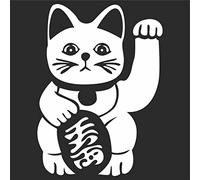 INDIGOS UG Pegatina Coche - Sticker - Auto - JDM - Die Cut - Maneki Neko Decal Car Laptop Window Vinyl Sticker - Blanco - 88mmx119mm