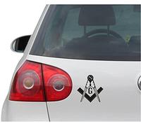 INDIGOS UG Pegatina Coche - Sticker - Auto - JDM - Die Cut - Mason Fraternal Club Freemasons Decal Car Sticker - Negro - 88mm x99mm