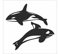 INDIGOS UG Pegatina Coche - Sticker - Auto - JDM - Die Cut - Orca Killer Whales Decal Car Window Laptop Sticker - Negro - 93mmx88mm