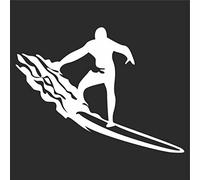 INDIGOS UG Pegatina Coche - Sticker - Auto - JDM - Die Cut - Surfer Surfing Surf Decal Car Window Laptop Sticker - Blanco - 119mmx88mm