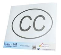 INDIGOS UG Pegatina para coche, JDM, el corte, 200 x 127 mm, cuerpo consular CC, plata, para luna trasera, pegatina para luna trasera, tuning