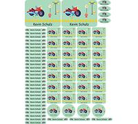 INDIGOS UG pegatinas con nombres para niños - 022 - motorcycle - autoadhesivo - personalizable - 69 piezas en un juego - disponible en diferentes motivos - para niños, escuela
