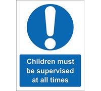 INDIGOS UG - Pegatinas - Seguridad - Advertencia - Mandatory Signens Children must be supervised at all times Safety Signs 200 mm x 150 mm - KP-353