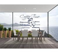 INDIGOS UG Vinilo Decorativo para Pared Coffee Time/Tiempo del café 78cm x 60cm Azul Oscuro E955