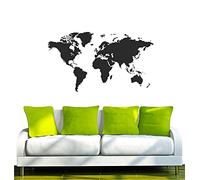INDIGOS UG Vinilo Decorativo para Pared Mapa del Mundo W015 120 x 62, Negro, 120x8x62 cm