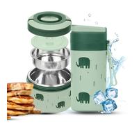 Indiluc - Fiambrera y Botella Termoaislante Verde 600 ml en Acero Inoxidable | Termo Comida Caliente y Bebida, Ideal para Sólidos y Líquidos - Sistema Antigoteo