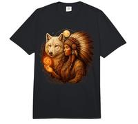Indio, Nativo, Americano, Mujer, con, Blanco, Lobo Comfort Colors Adult Heavyweight T-Shirt