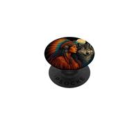 Indio, Nativo, Americano, Mujer, con, Blanco, Lobo, Vitage PopSockets PopGrip Adhesivo