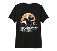 Indio Nativo con Perro Luna Llena Cultura nativa Americana Camiseta Premium