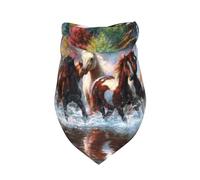 Indios nativos Americanos Caballos,Bufanda con Babero y Capucha Triangular Bufanda Ajustable para Mascotas Capucha Lavable Adecuada para Perros y Gatos pequeños, medianos y Grandes