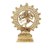 indischerbasar.de - Figura Shiva Nataraja Latón Altura 21cm Cobre Amarillo Escultura Estatuilla Hinduismo Budismo Artesanía Indio