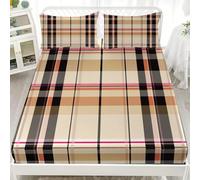 Individual Sabana Bajera Ajustable 150x190 cm Bolsillo Profundo 30 cm Moderno IlusióN GeometríA CuadríCula Fácil de Cuidar Sábana Bajera MarróN para Decoración Dormitorio Ropa de Cama