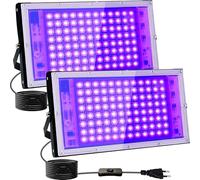 Indmird Luz Negra Ultravioleta, 2 Piezas 100W luz Negra UV con Enchufe,395-400nm Foco uv IP66 Impermeable Luces ultravioleta para GLOW Fiesta,Bar,Halloween,Fiesta,Neón,Black light Party,Discoteca