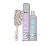 Indola Pack Styling Profesional - Laca Fijación Fuerte 500ml + Espuma Fijadora 200ml - Fijación Duradera y Control del Cabello - Incluye Peine de Regalo