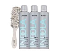 Indola Strong Mousse Pack 3 x 200 ml + Peine Regalo | Fijación Fuerte
