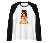 Indonesian Girl Indonesia Flag Indonesian Girlfriend Wife Camiseta Manga Raglan