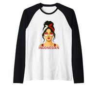 Indonesian Girl Indonesia Flag Indonesian Girlfriend Wife Camiseta Manga Raglan