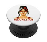 Indonesian Girl Indonesia Flag Indonesian Girlfriend Wife PopSockets PopGrip Adhesivo